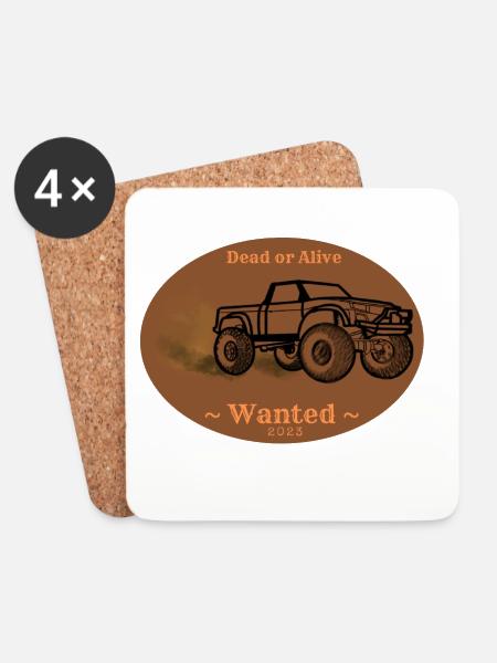 Truck „Wanted“ - Untersetzer (4er-Set) - Weiß