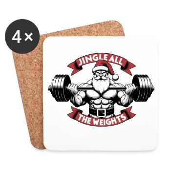 Weihnachtsgeschenk - Jingle All The Weights - Untersetzer (4er-Set) - Weiß - Vorne