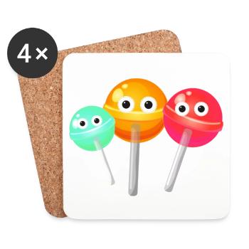 Lutscher,lollies, Familie, Süßigkeiten - Untersetzer (4er-Set) - Weiß - Vorne