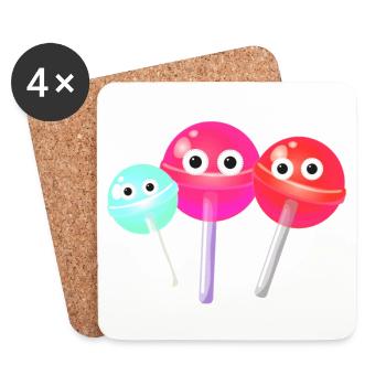Lutscher,lollies, Familie, Süßigkeiten - Untersetzer (4er-Set) - Weiß - Vorne