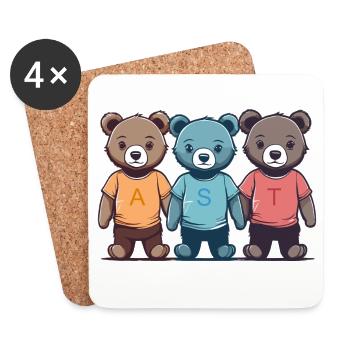 Les trois peluches câlines - Dessous de verre (lot de 4) - blanc - Devant