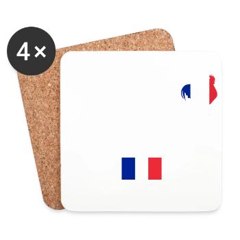 Coq Tricolore Illustration pour Passionnés - Dessous de verre (lot de 4) - blanc - Devant