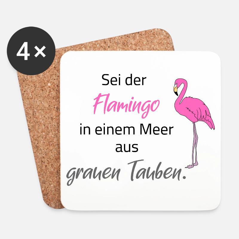 der flamingo unter den grauen tauben - Untersetzer (4er-Set) - Weiß