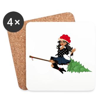 Sorcière de la Forêt-Noire - Dessous de verre (lot de 4) - blanc - Devant