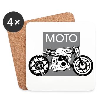 moto moto icône motard logo garage icône graphique - Dessous de verre (lot de 4) - blanc - Devant