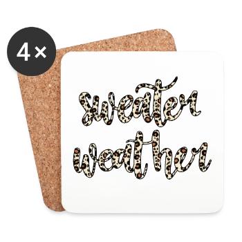 Sweater Weather – Trend Design 🐆🍂 - Untersetzer (4er-Set) - Weiß - Vorne