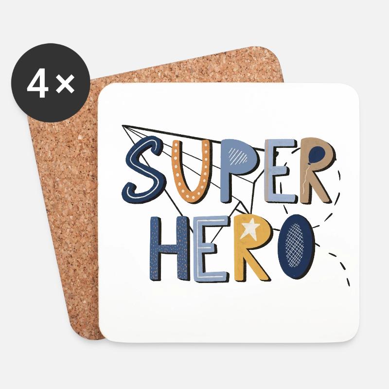 Super Hero – Starkes Design 🦸‍♂️⭐ - Untersetzer (4er-Set) - Weiß