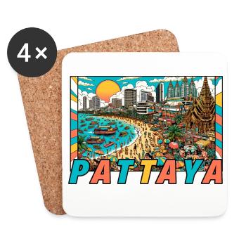 Design de fête à Pattaya en Thaïlande - Dessous de verre (lot de 4) - blanc - Devant