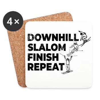 Downhill Slalom Finish Repeat - Untersetzer (4er-Set) - Weiß - Vorne