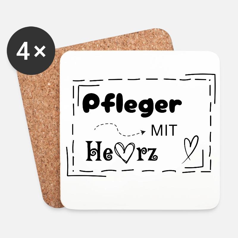 Pfleger mit Herz - Untersetzer (4er-Set) - Weiß