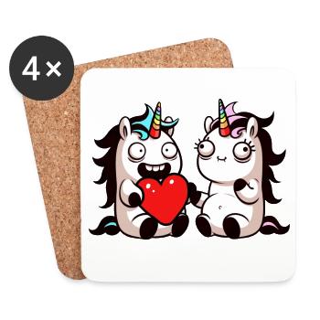 Duo Cœur de Licorne - Dessous de verre (lot de 4) - blanc - Devant