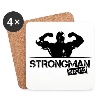 strongman sport logo symbol weight training fitness - Coasters (set of 4) - white - Front