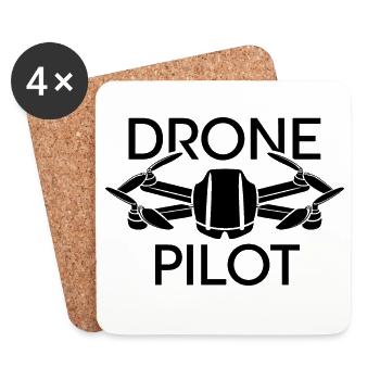 drone pilot Drohnenpilot Logo Symbol Flieger Flug - Untersetzer (4er-Set) - Weiß - Vorne