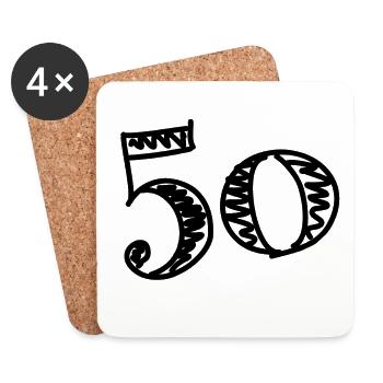 50. 50 JAHRE. 50-JÄHRIGES JUBILÄUM. 50-JÄHRIGES JUBILÄUM. - Untersetzer (4er-Set) - Weiß - Vorne