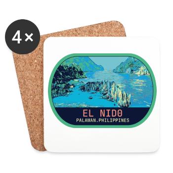 Breathtaking El Nido: Heavenly Aerial View - Coasters (set of 4) - white - Front