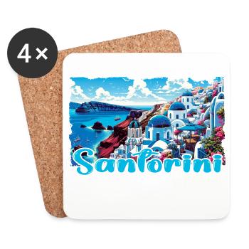 Santorini Greece Ocean Greek Island - Coasters (set of 4) - white - Front