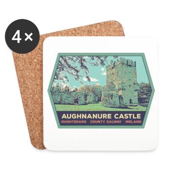 Aughnanur Castle, Oughterard in Ireland - Coasters (set of 4) - white - Front