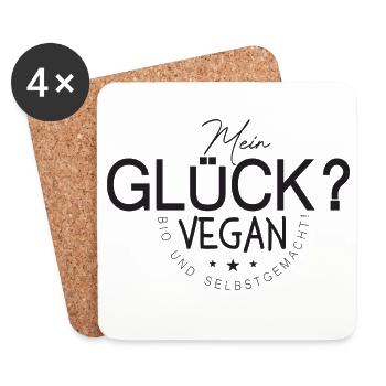 Positif Mon bonheur ? Vegan, bio et fait maison - Dessous de verre (lot de 4) - blanc - Devant