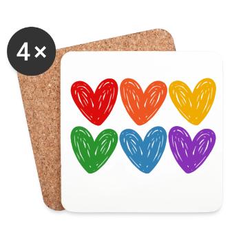 LGBTQIA rainbow hearts - Coasters (set of 4) - white - Front
