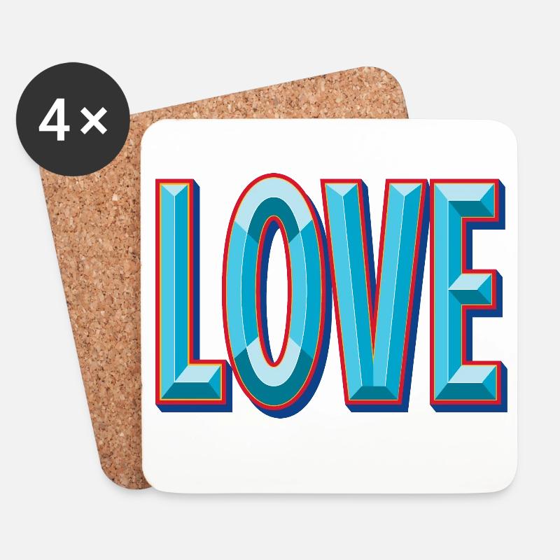 LOVE 3D-Ausschnitt - Untersetzer (4er-Set) - Weiß