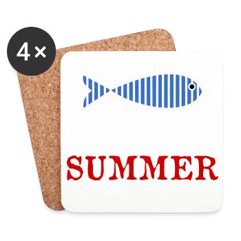 FISH. APRIL FOOL. HOLIDAY. SUMMER. HUMOR - Coasters (set of 4) - white - Front
