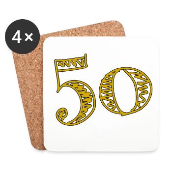 50. 50 YEARS. 50th ANNIVERSARY. 50 YEARS ANNIVERSARY. - Coasters (set of 4) - white - Front