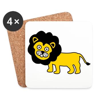 Lion as a children's design - Coasters (set of 4) - white - Front