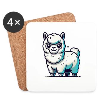 White Llama with Blue Accents - Coasters (set of 4) - white - Front