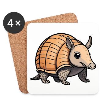 Cute armadillo - Coasters (set of 4) - white - Front