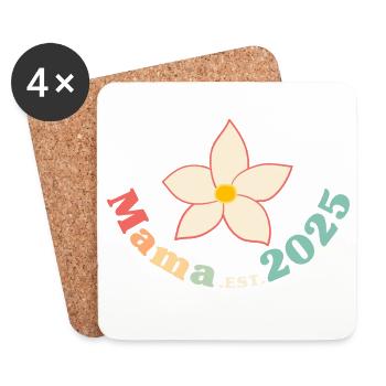 Mama Est 2025 Retro Je vais être maman - Dessous de verre (lot de 4) - blanc - Devant