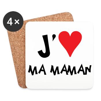 J'aime ma maman - Fête des Mères - Dessous de verre (lot de 4) - blanc - Devant
