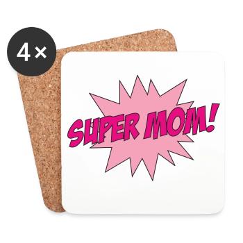 Super Mom - Muttertag - Untersetzer (4er-Set) - Weiß - Vorne