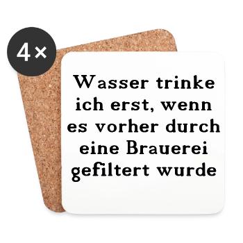 Wasser trinken - Untersetzer (4er-Set) - Weiß - Vorne