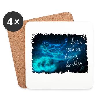 Nagez à travers les étoiles - Dessous de verre (lot de 4) - blanc - Devant