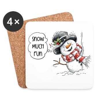 Drôle de bonhomme de neige disant I Noël d’hiver - Dessous de verre (lot de 4) - blanc - Devant