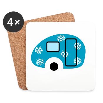 Caravan Camping Schnee Schneeflocken Winter Fan - Untersetzer (4er-Set) - Weiß - Vorne