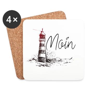 Moin Leuchtturm Nordsee Hamburg Küste Plattdeutsch - Untersetzer (4er-Set) - Weiß - Vorne