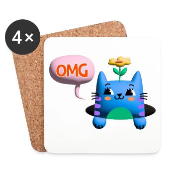 OMG Cat cute 3d bubble - Coasters (set of 4) - white - Front