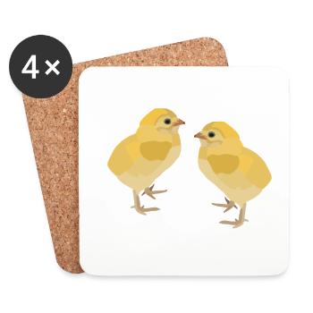 Kiki et Koko, les poussins - Dessous de verre (lot de 4) - blanc - Devant