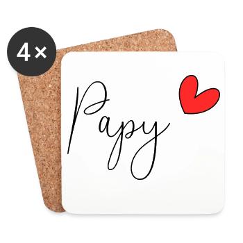 PAPY. FÊTE DES PÈRES. BONNE FÊTE PAPY. JE T'AIME. - Dessous de verre (lot de 4) - blanc - Devant