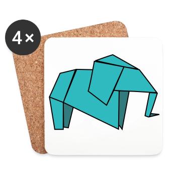Origami Éléphant - Dessous de verre (lot de 4) - blanc - Devant