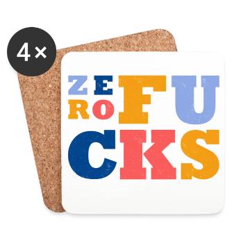Colorful Retro Style - Zero Fucks Text Design - Coasters (set of 4) - white - Front