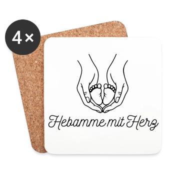 Hebamme mit Herz - personalisierbares Design - Untersetzer (4er-Set) - Weiß - Vorne