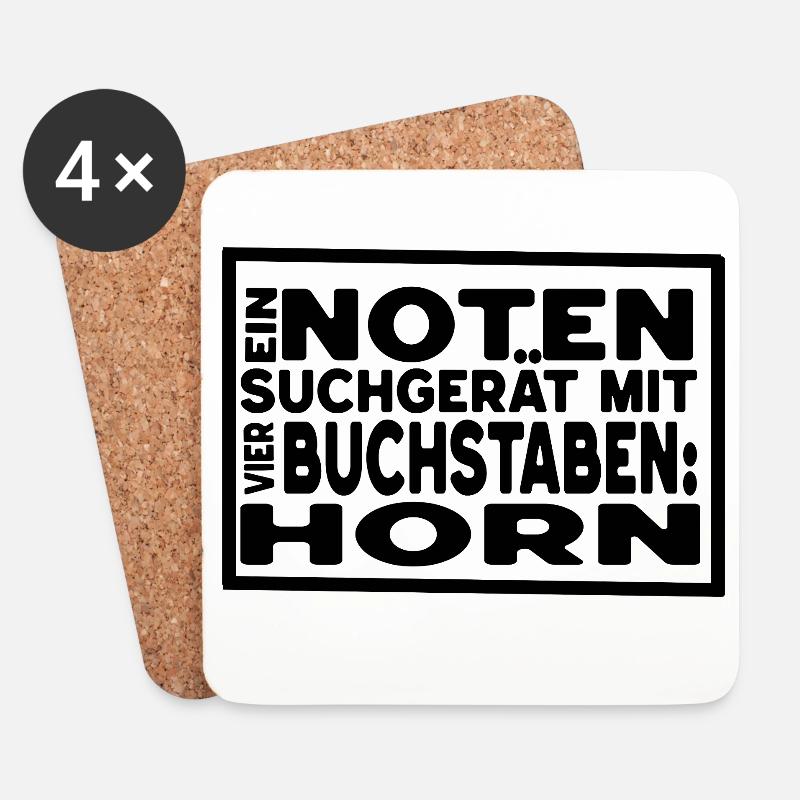 Horn - Notensuchgerät mit vier Buchstaben - Untersetzer (4er-Set) - Weiß