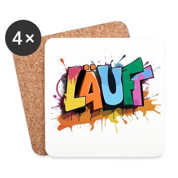 Läuft Statement Läufer Graffiti Lustige Sprüche - Untersetzer (4er-Set) - Weiß - Vorne