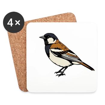 Moineau Oiseau - Dessous de verre (lot de 4) - blanc - Devant