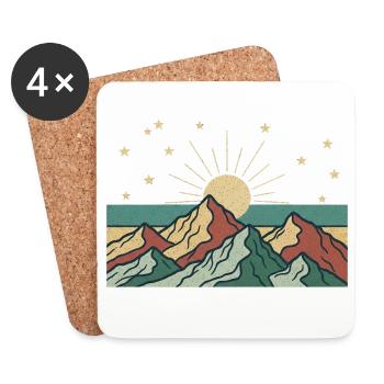 Berglandschaft mit Sonnenstrahlen - Untersetzer (4er-Set) - Weiß - Vorne