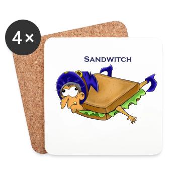 Witziges Sandwich-Mädchen Cartoon Design - Untersetzer (4er-Set) - Weiß - Vorne