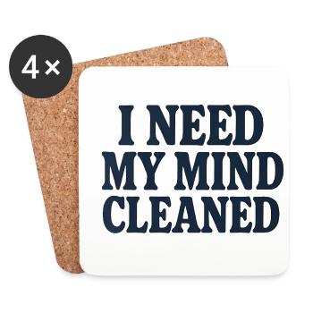 Mindfulness Motivation, Funny Saying Mind Cleaned  - Coasters (set of 4) - white - Front