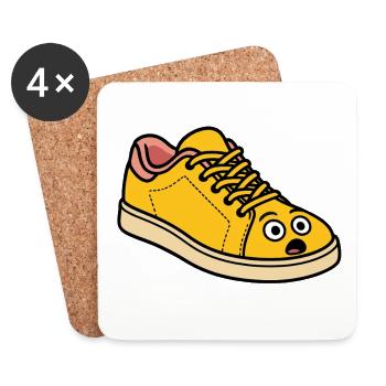 Surprised Shoe – Funny Cartoon Shoe - Coasters (set of 4) - white - Front